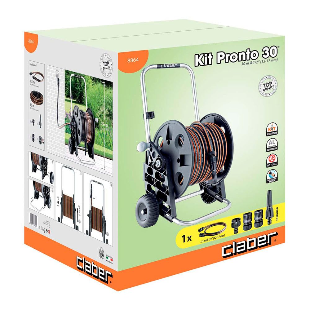 claber-kit-pronto-30-chariot-d-vidoir-aluminium-avec-tuyau-30-m-et-lance image 3