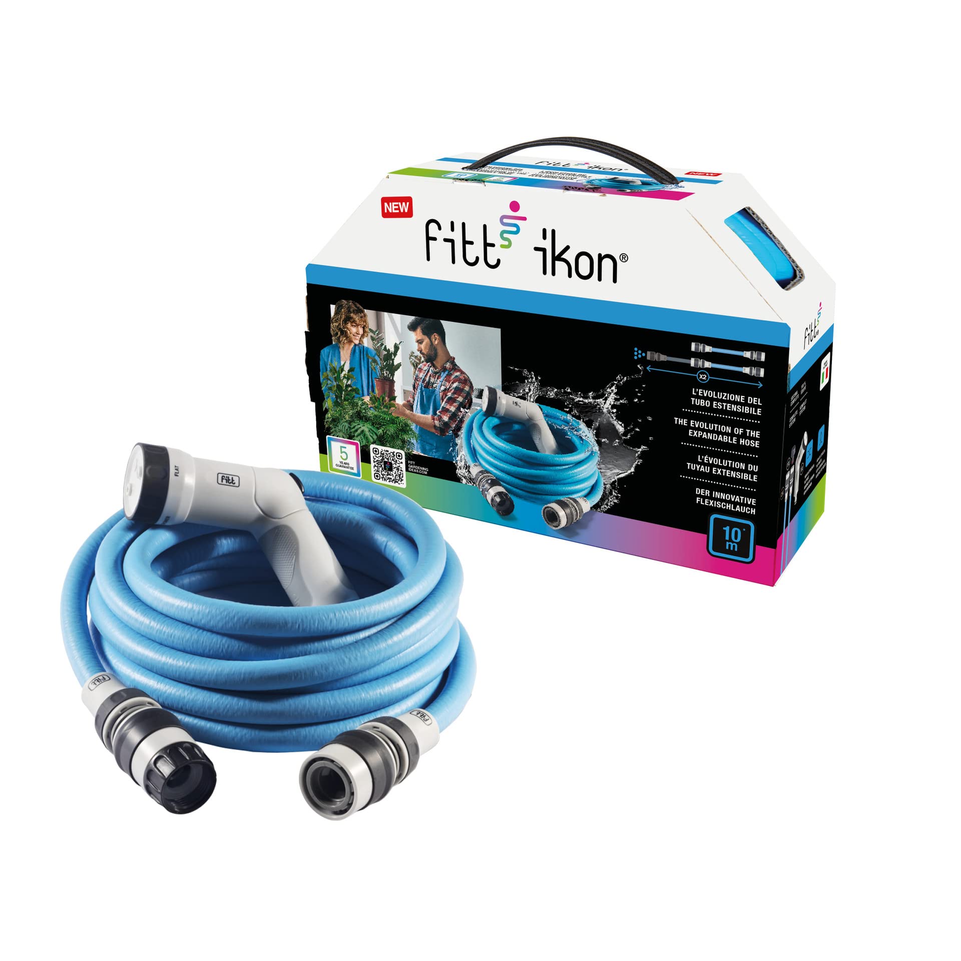 fitt-ikon-10-m-tuyau-d-arrosage-extensible-avec-pistolet-multi-jet-bleu image 5