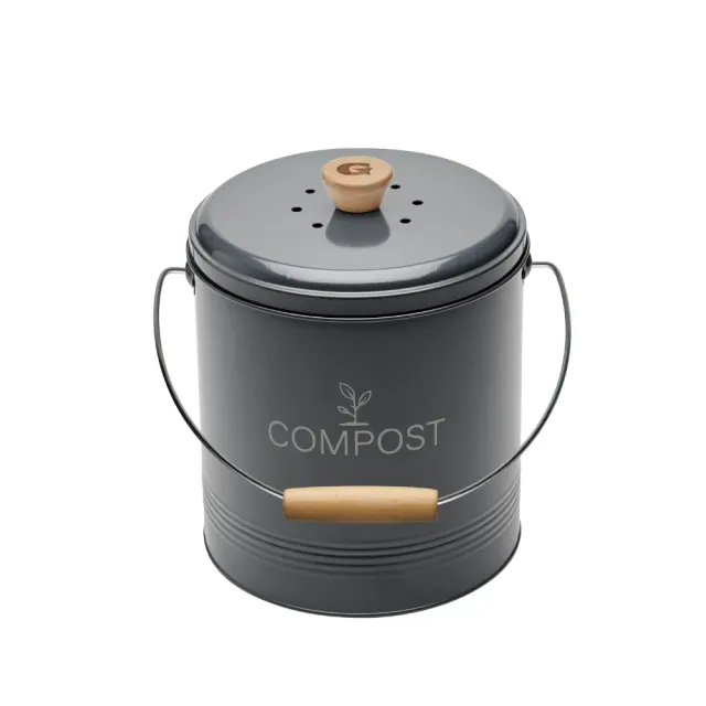 guillouard-seau-compost-rond-4-5l-gris-filtre-seau-plastique-3l image 1