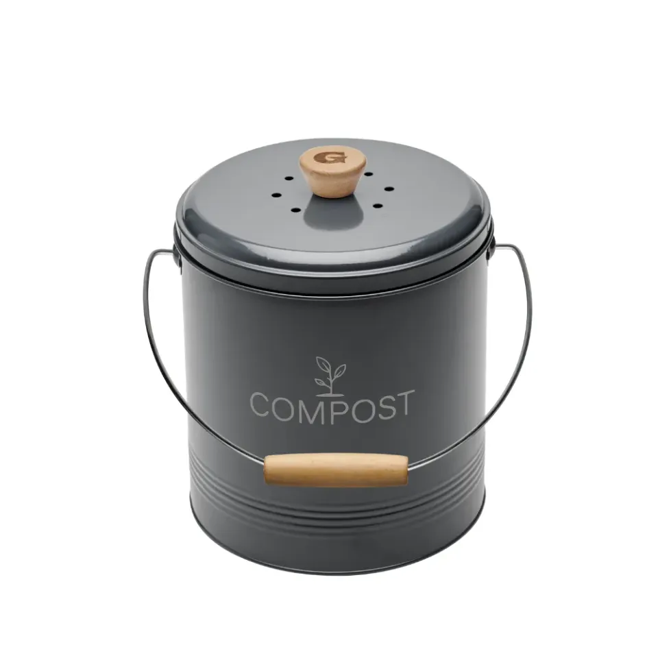 guillouard-seau-compost-rond-4-5l-gris-filtre-seau-plastique-3l image 1