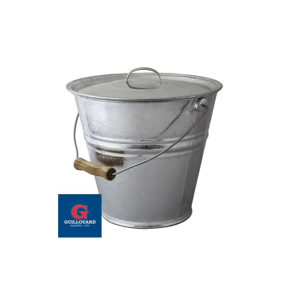 guillouard-seau-avec-couvercle-10l-acier-galvanis-poign-e-bois image 1