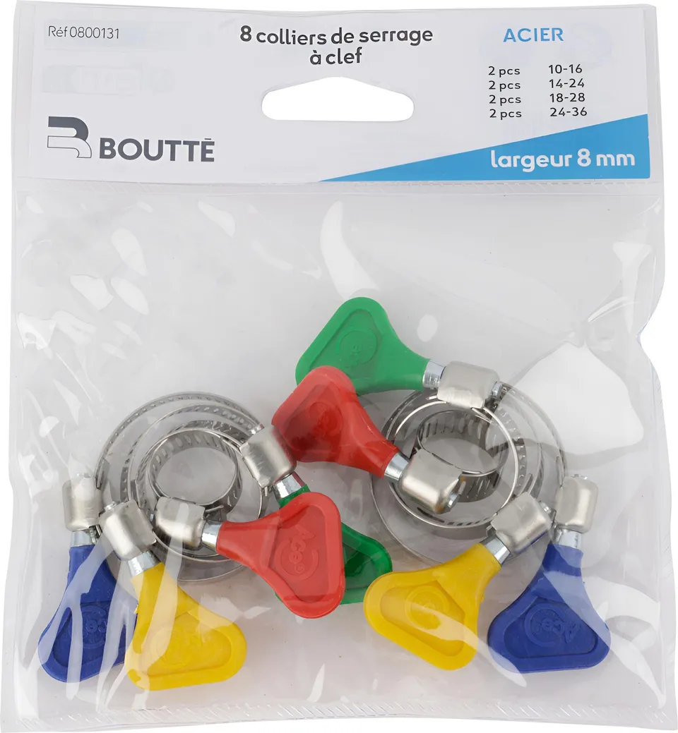 boutt-kit-collier-bande-ajour-e-acier-papillon-8-colliers-10-36-mm image 1