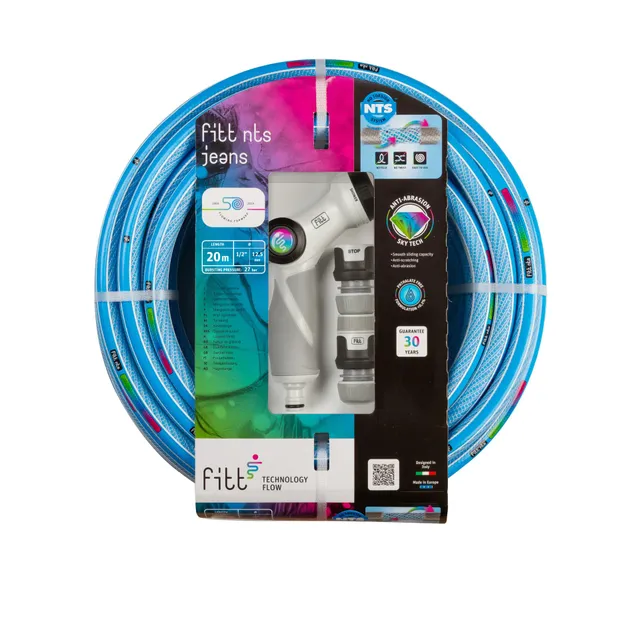 fitt-nts-jeans-1-2-kit-tuyau-arrosage-20-m-pistolet-multi-jet image 1