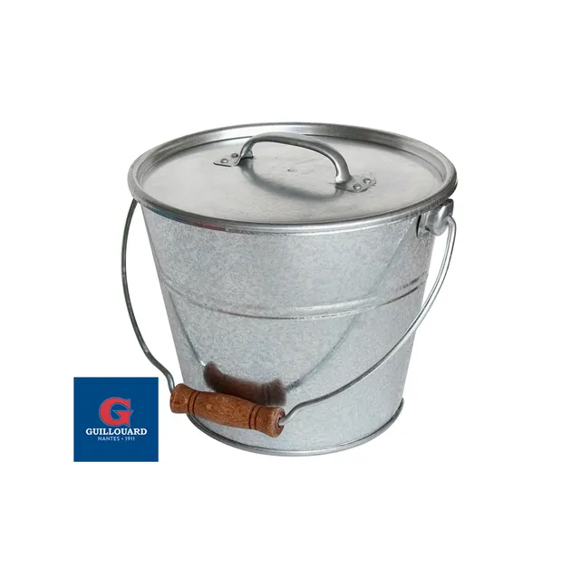 guillouard-seau-5l-avec-couvercle-acier-galvanis-poign-e-bois image 1