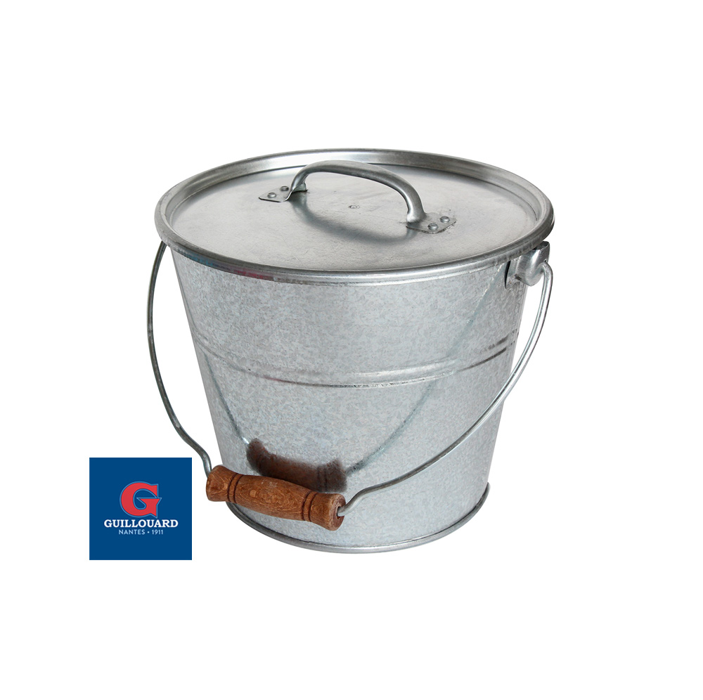 guillouard-seau-5l-avec-couvercle-acier-galvanis-poign-e-bois image 1