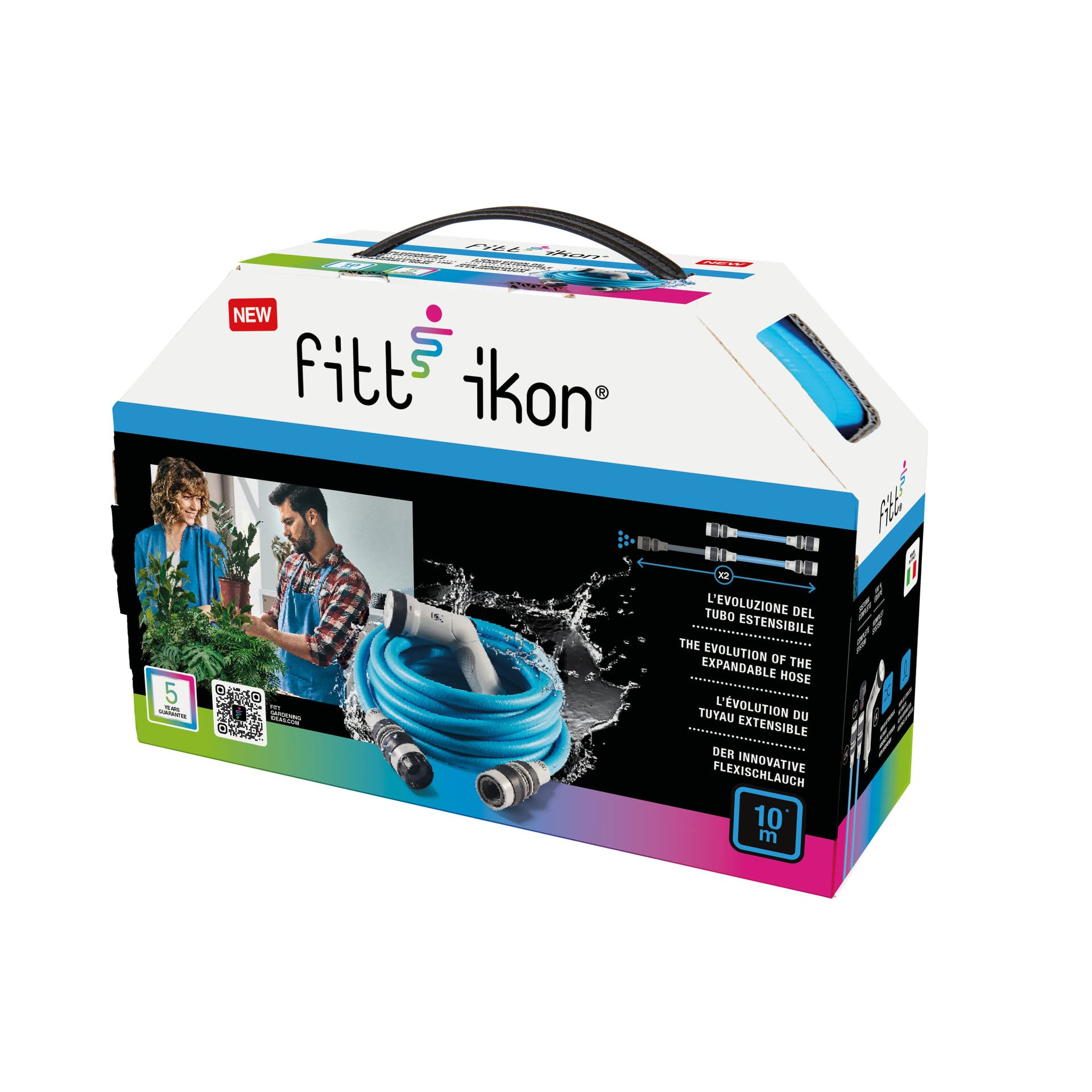 fitt-ikon-10-m-tuyau-d-arrosage-extensible-avec-pistolet-multi-jet-bleu image 6