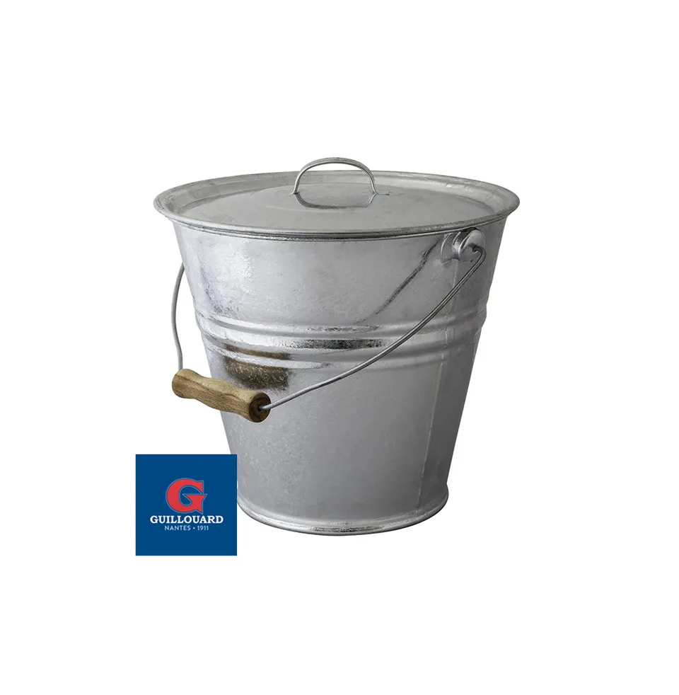 guillouard-seau-avec-couvercle-10l-acier-galvanis-poign-e-bois image 1