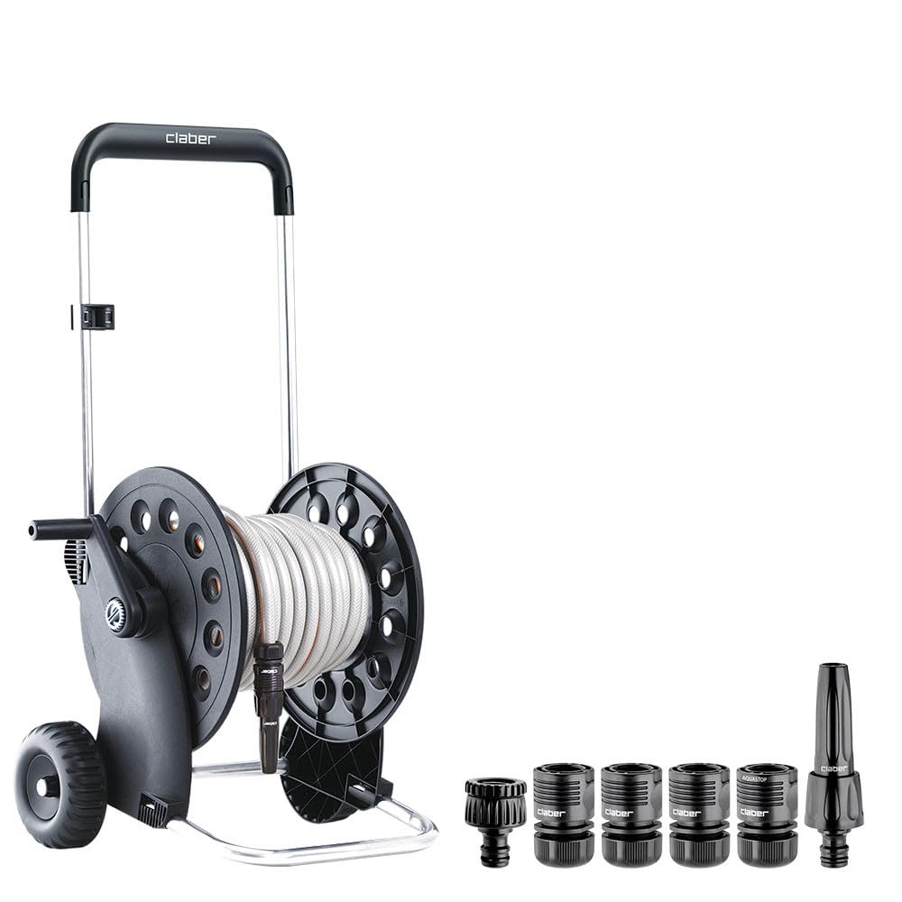 claber-ecosei-kit-chariot-d-vidoir-aluminium-avec-tuyau-20-m-et-lance image 2