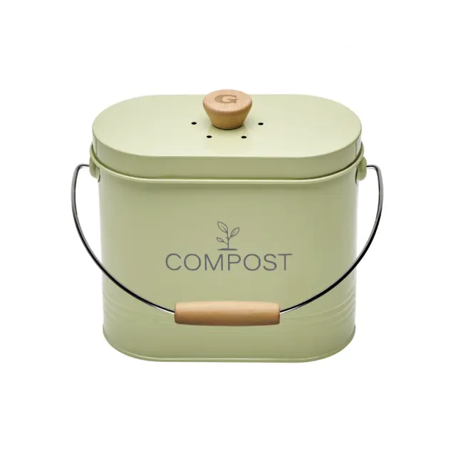 guillouard-seau-compost-ovale-3l-avec-filtre-vert-sauge image 1