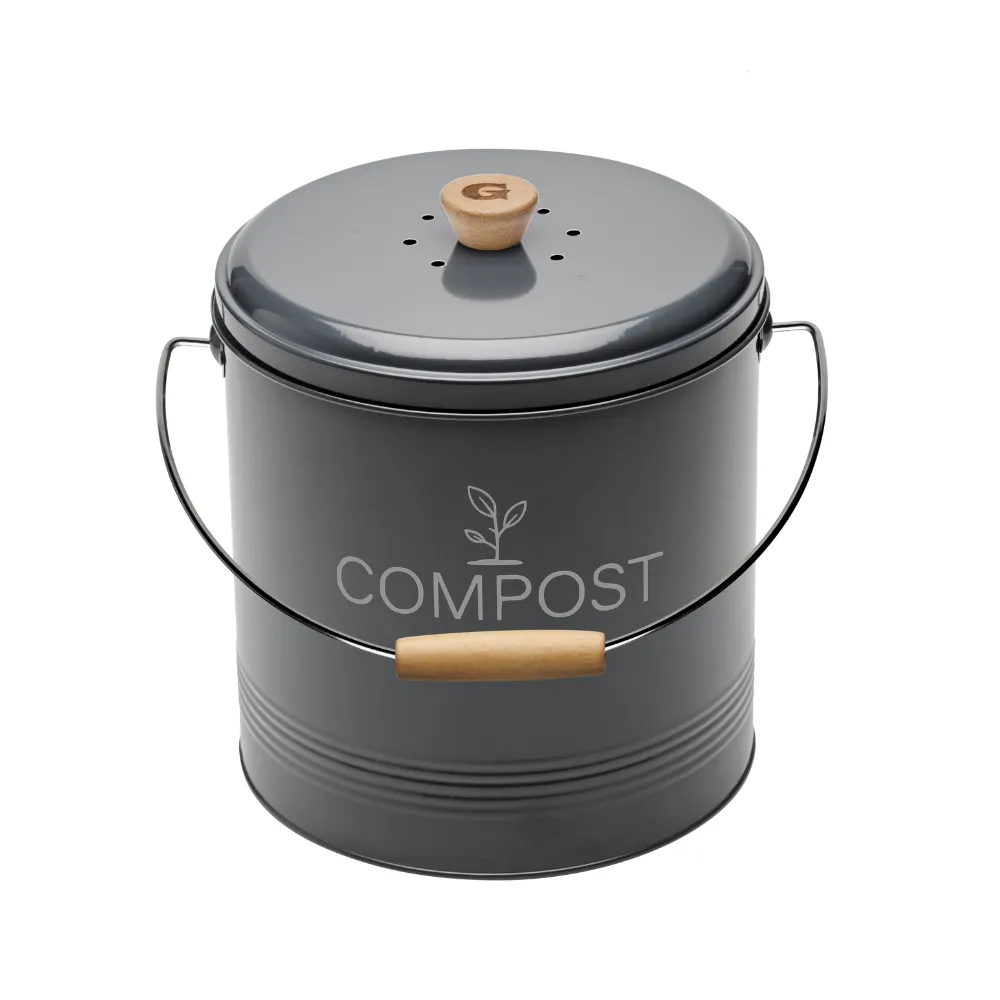 guillouard-seau-compost-rond-8l-avec-filtre-gris-seau-4-5l image 1