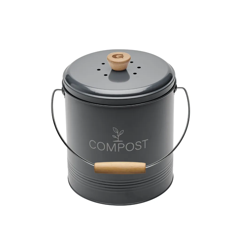 guillouard-seau-compost-rond-4-5l-gris-filtre-seau-plastique-3l image 1